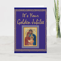 Cartes d'or de jubilé de nonne catholique
