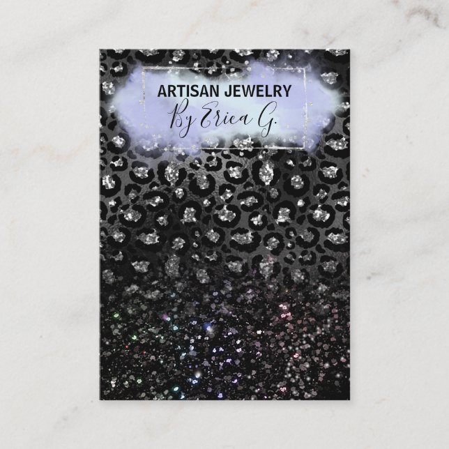 Cartes d'oreille en argent Leopard Parties scintil (Devant)