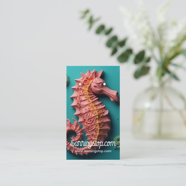 Cartes d'oreille Motif Sea Life 3D Sea Horse (Debout devant)