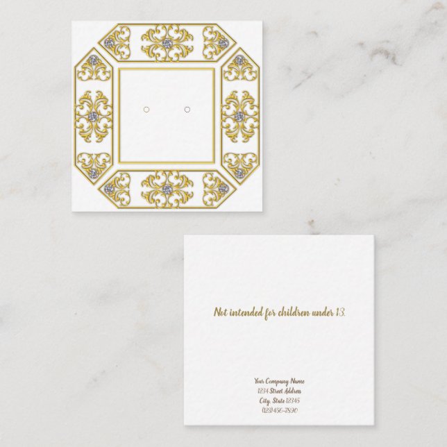 Cartes d'oreille personnalisées Filigree géométriq (Devant / Derrière)