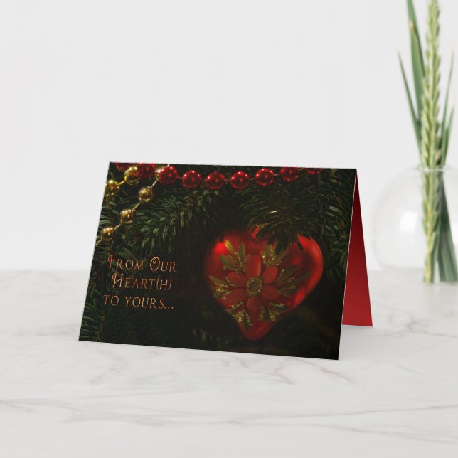 Cartes d'ornement de Noël Coeur avec intérieur rou (Devant)