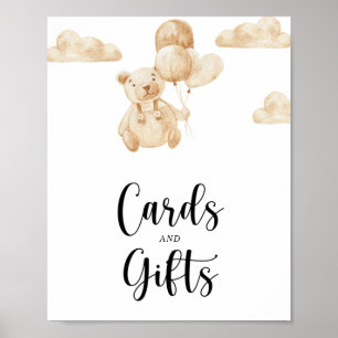 Cartes d'ours et affiche de baby shower