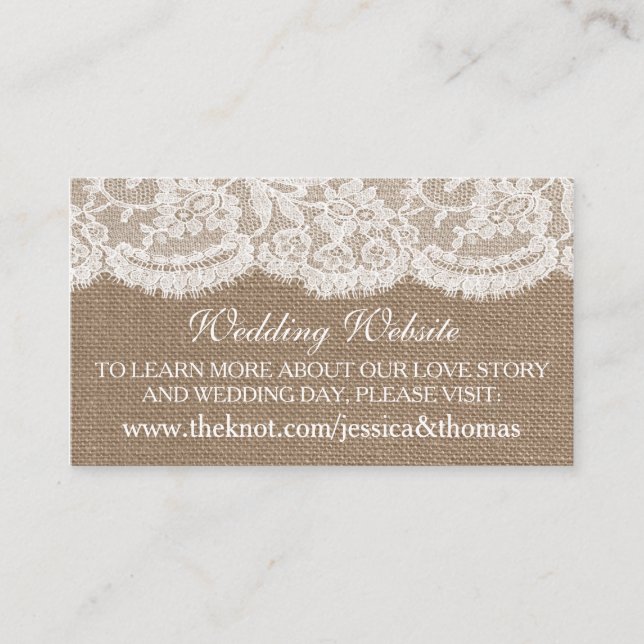 Cartes du site Web de la collection Mariage Burlap (Devant)