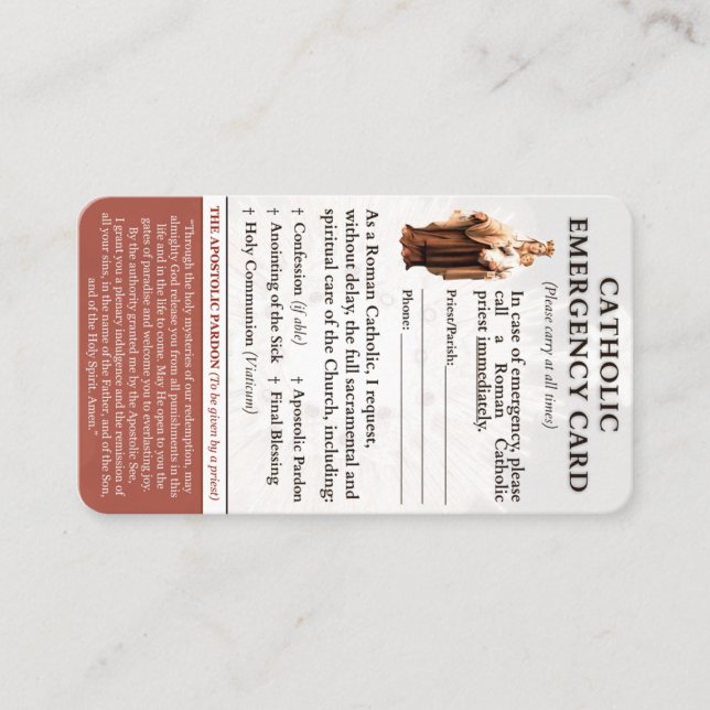 Cartes d'urgence catholiques (Devant)