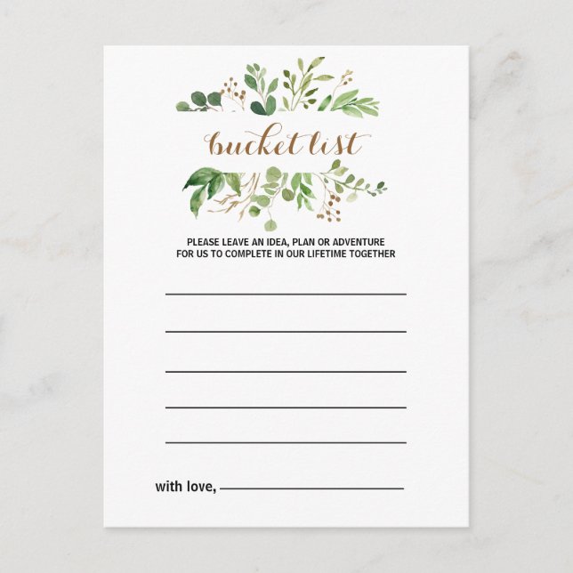 Cartes Elegant Eucalyptus Leaf Green Bucket Liste (Devant)