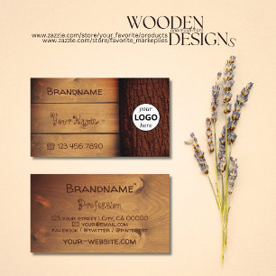 Cartes en bois rustique Brown naturel Logo en éco