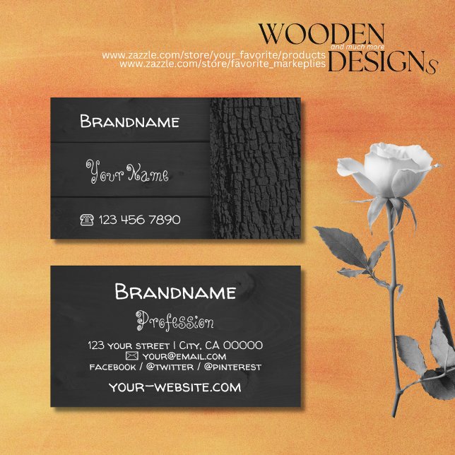 Cartes en bois rustique Noir Barres Arbre Grain en (Créateur téléchargé)