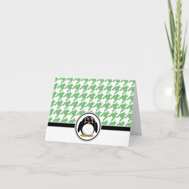 Cartes en bois vert et blanc pour pingouin (Devant)