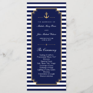 Cartes en rack du programme de mariage bleu nautiq