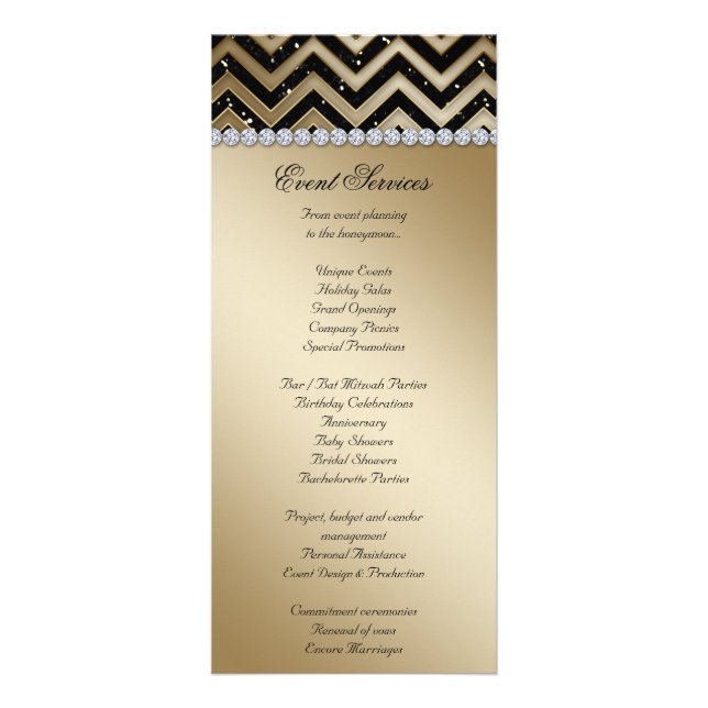 Cartes en rack Mariage Chevron Sparkle Black Gold (Devant)