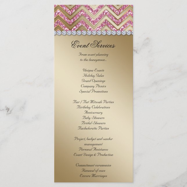 Cartes en rack Mariage Chevron Sparkle Or rose (Devant)