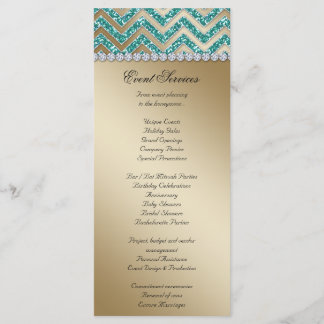 Cartes en rack Mariage Chevron Sparkle Turquoise G