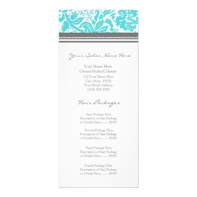 Cartes en rack Salon sur mesure Aqua Grey Damask (Devant)