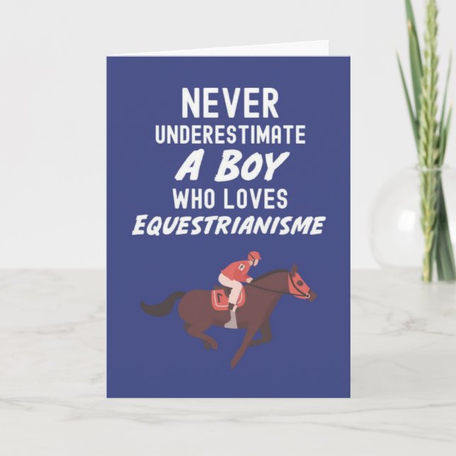 Cartes équestres bleues marines mignonnes pour béb (Devant)
