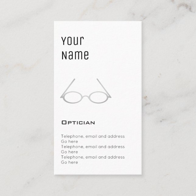 Cartes "essentielles" de rendez-vous d'opticien (Devant)