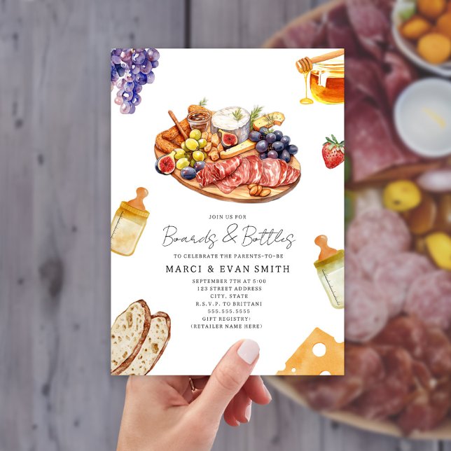 Cartes et Bouteilles Charcuterie Baby shower neutr (Créateur téléchargé)