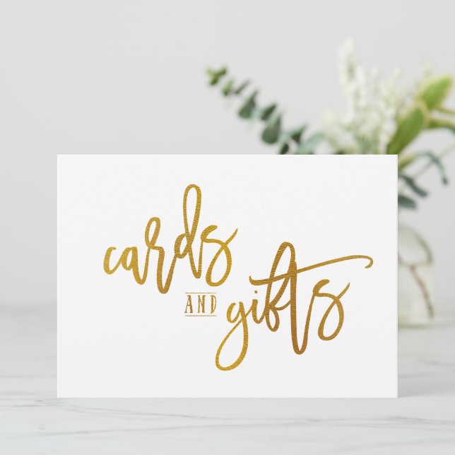 Cartes et cadeaux 5X7 Signe-Brush Script-Faux Gold (Debout devant)