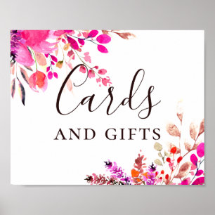 Cartes et cadeaux. Affiche de mariage floral rose