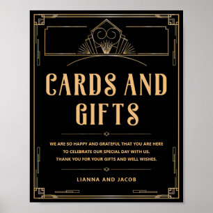 Cartes et cadeaux Black Gold Art Déco Mariage des 