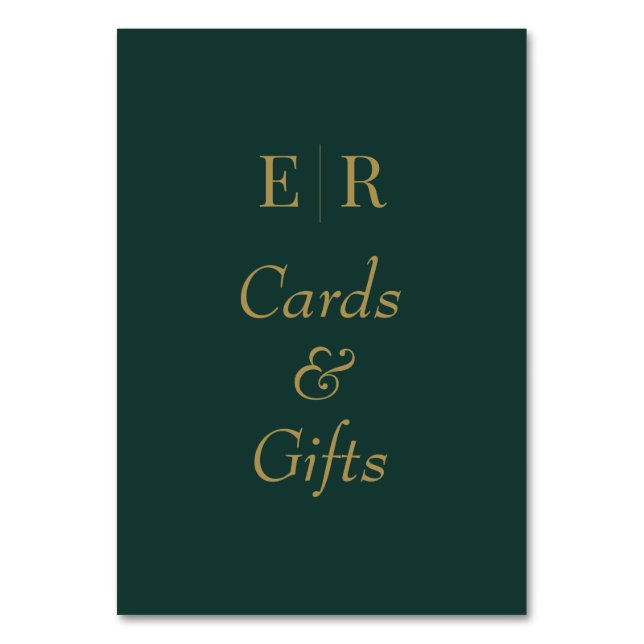 Cartes et cadeaux Emerald Green Monogramme Panneau (Par défaut)