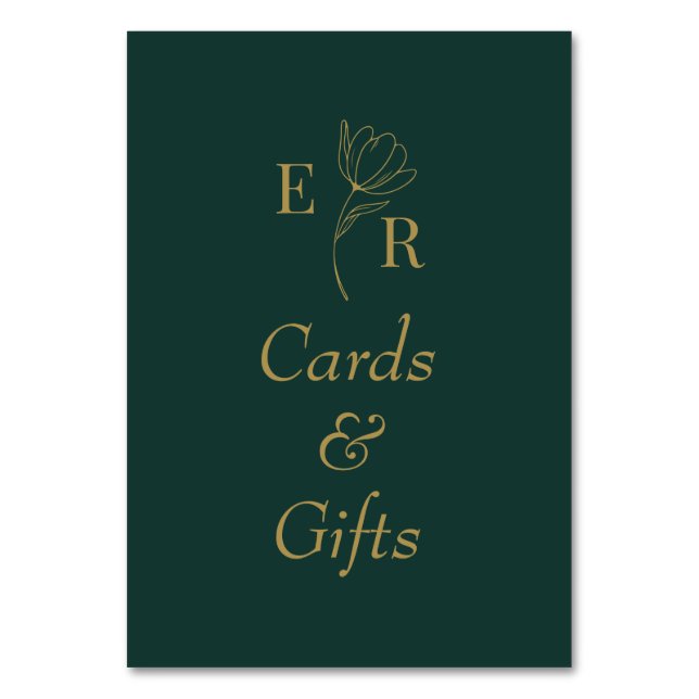 Cartes et cadeaux Emerald Vert Floral Monogramme S (Par défaut)