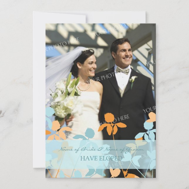 Cartes Faire-part Blue Orange Photo Elopement (Devant)