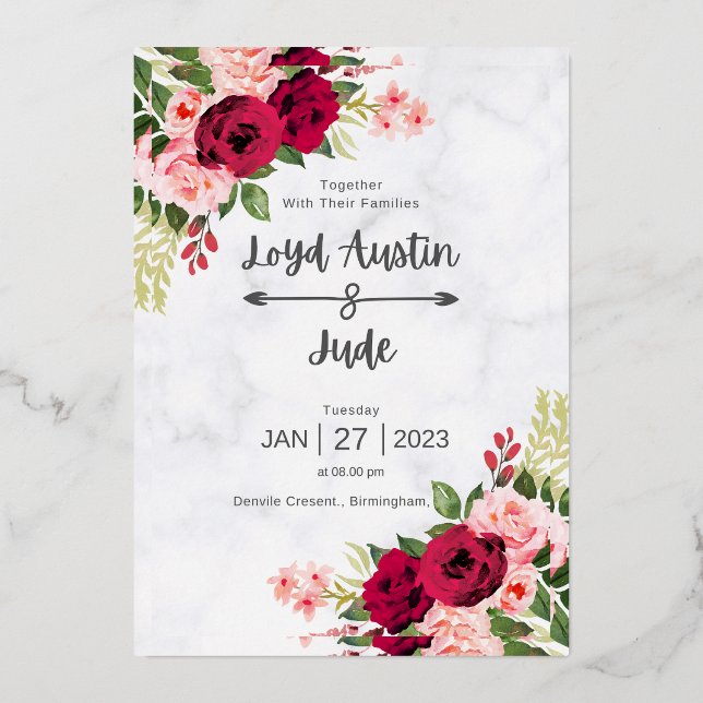 Cartes Faire-part de mariage exquises (Recto)