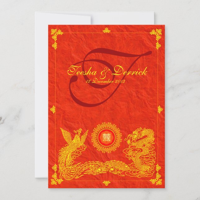 Cartes faire-part de mariage Orientales Dragon & P (Devant)
