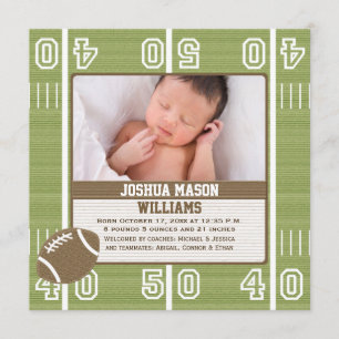 Cartes Faire-part de naissance photo de football