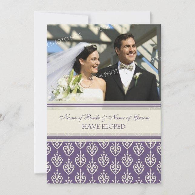 Cartes Faire-part Elopement Plum et Crème (Devant)
