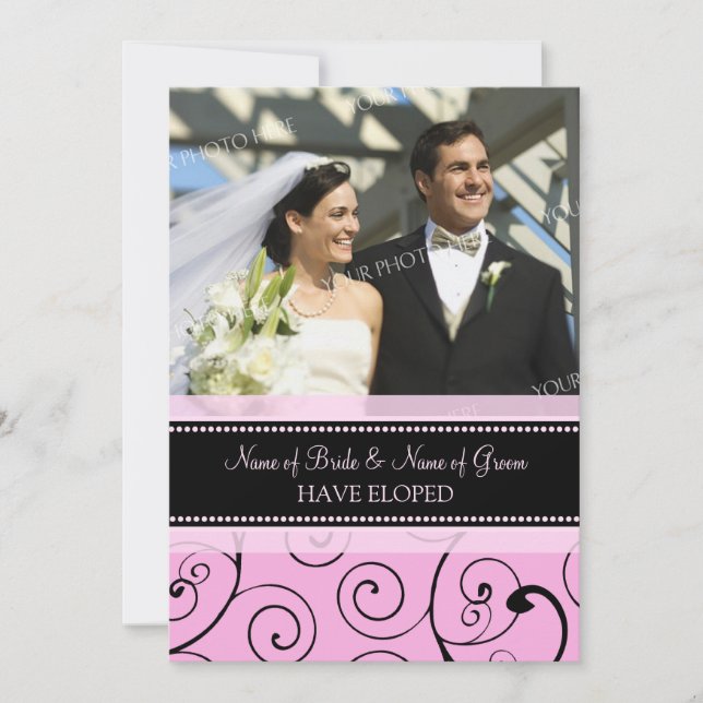 Cartes Faire-part Elopement pour persiennes roses (Devant)