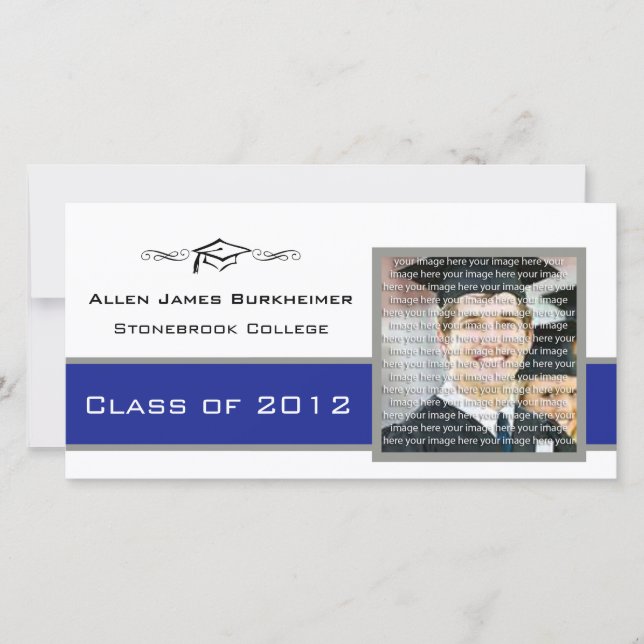 Cartes Faire-part photo Blue & Silver Graduation (Devant)