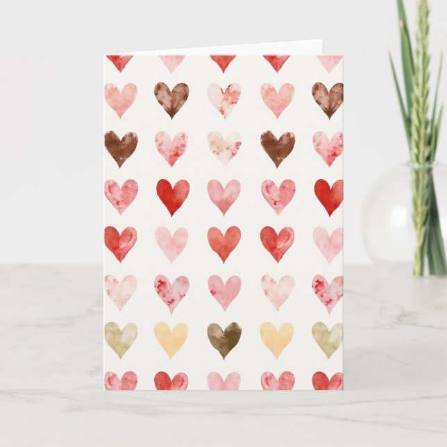 Cartes fantaisistes à cœurs à l'aquarelle simple (Devant)