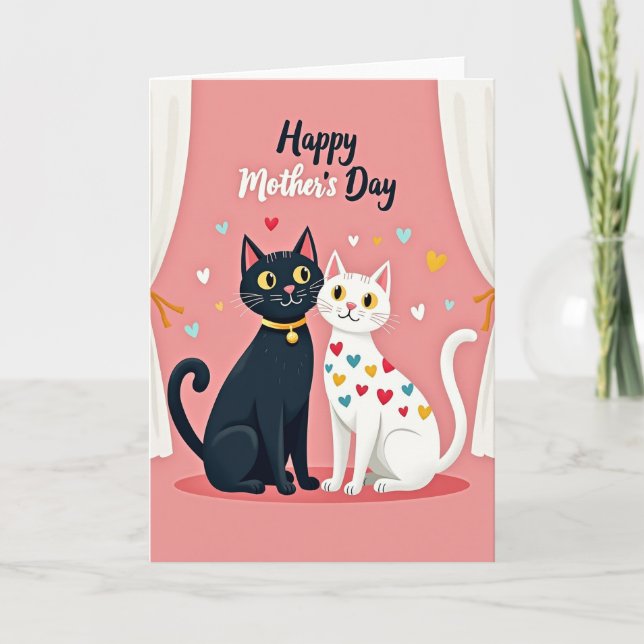 Cartes Félinines à Motif de Coeur (Devant)
