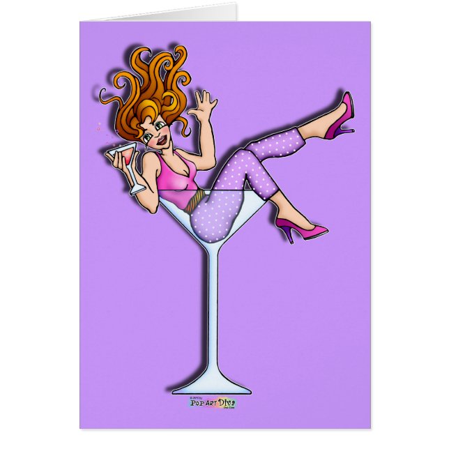 Cartes - fille dans un verre de Martini, rouge de (Devant)