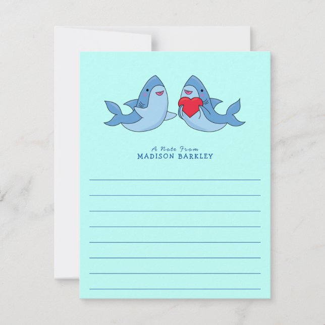 Cartes fixes Kawaii Plat pour enfants requins (Devant)