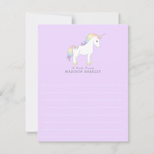 Cartes fixes Unicorn Cute Kids Pastel (Devant)