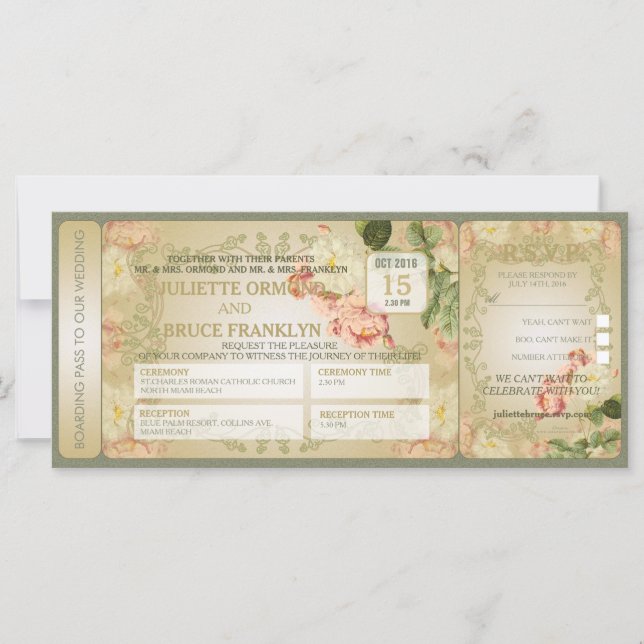 Cartes Fleurs - Carte d'Invitation de Mariage (Devant)