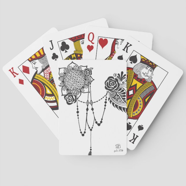 Cartes Fleurs et carte de jeu de dentelle (dos)