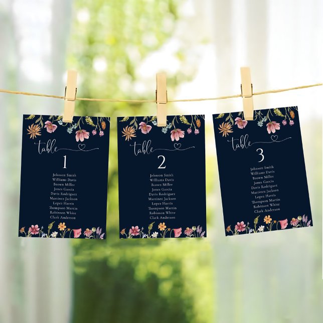 Cartes fleurs sauvages de tableau de Mariage (Créateur téléchargé)