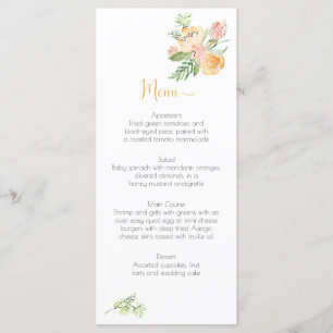 Cartes florales de menu de vert de rose d'or de