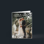 Cartes florales de Merci de photo de mariage<br><div class="desc">Ceux-ci mariage vous remercient carde la caractéristique une conception florale d'aquarelle dans les coins de dessus et de bas avec la pièce pour le texte editable dans les coins alternatifs. Ces détails botaniques peints à la main étaient peints à la main et du même rang parfaitement avec le reste de...</div>