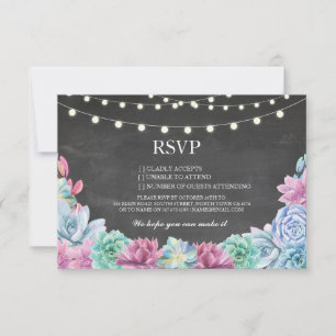 Cartes florales de succulents rustiques de mariage