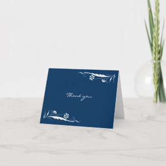 Cartes florales élégantes de Merci de bleu marine