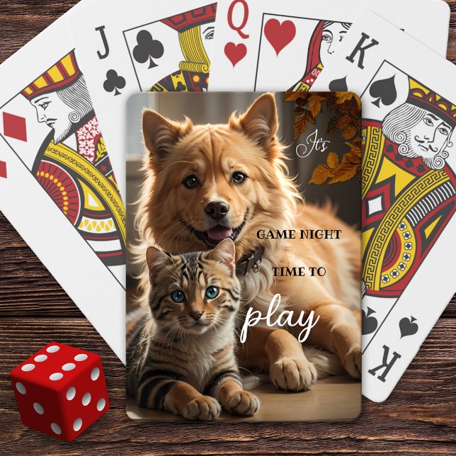 Cartes Fun Chat et Chien Jeu de nuit (Deck of cards featuring a cat and dog eager to start playing. Lovely for anyone who loves animals.)