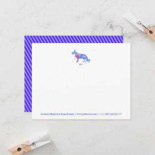Cartes German Shepherd Aquarelle Bleue