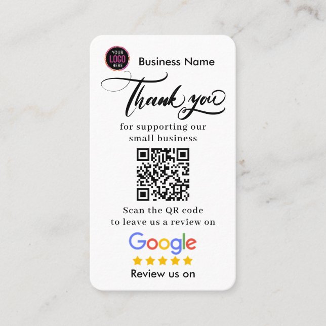 Cartes Google Reviews avec Merci et QR Code pour E (Devant)