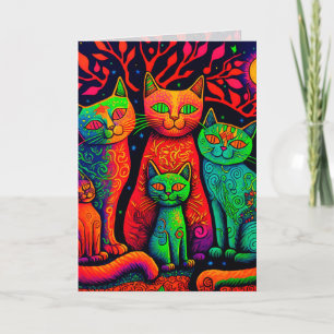 Cartes graphiques d'arts de chats calico colorés
