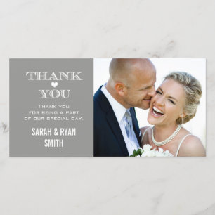Cartes grises de Merci de photo de mariage de