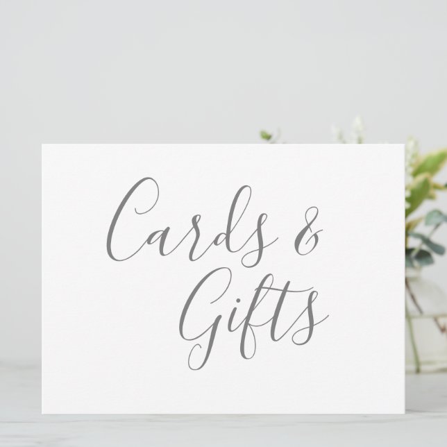 Cartes grises et cadeaux Texte de calligraphie (Debout devant)